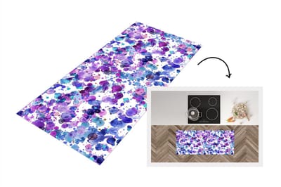 Keukenloper - Loper keuken - Waterverf - Patronen - Paars - 120x50 cm - Keukenloper vinyl