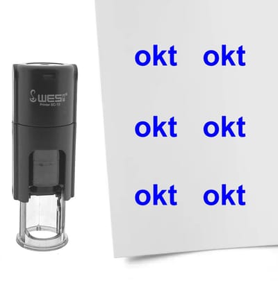 CombiCraft Stempel maand oktober 10mm rond blauwe inkt - per 1 stuk