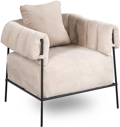 MEUBLES COSY Lounge Fauteuil – Inclus Kussen Ribcord Velours - Beige