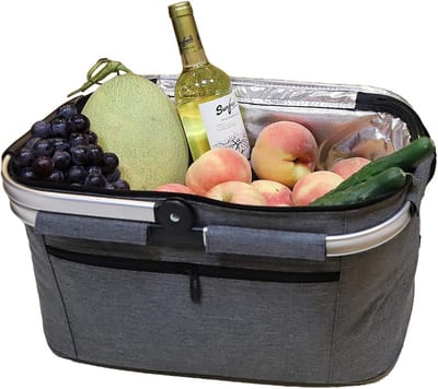 Grote Opvouwbare Boodschappenmand met Aluminium Frame - Ideaal voor Picknick, Boodschappen en Kamperen