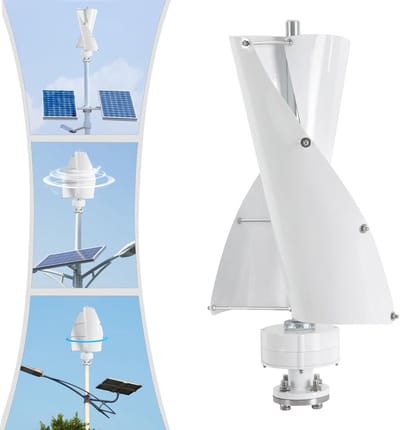 Verticale Windturbine - Generator - Stroom Opwekken - Spiraal Ontwerp - 500 Watt 12 Volt - Wit