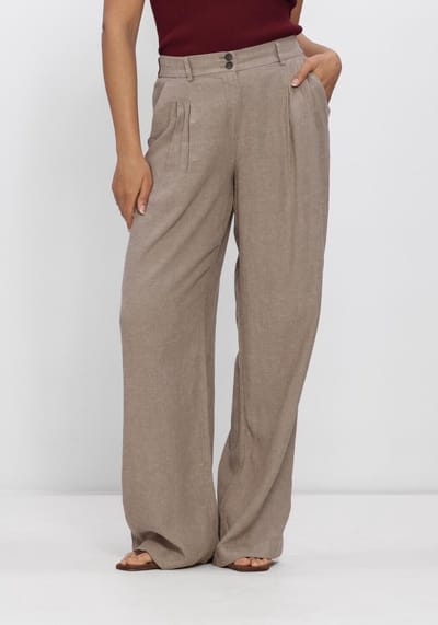 MSCH Copenhagen Mschviana Ginia Pleat Pants Broeken Dames - Zand - Maat XL