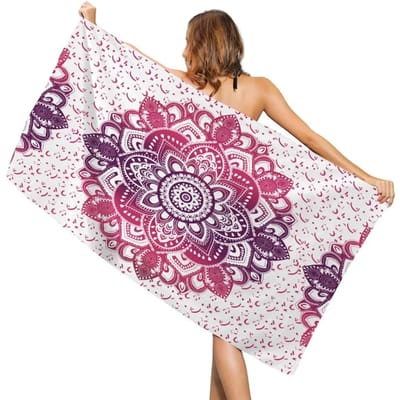 Mandala Strandlaken Voor Badkamer Zwemmen Microvezel Zacht Sneldrogend Boheemse Bloemen Geprint Gezichtshanddoeken Huisdecoratie Vrouwen Mannen 50x100cm(20x40in)