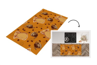 Keukenloper - Loper keuken - Koffie - Patronen - Koffiebonen - 120x60 cm - Keukenloper vinyl