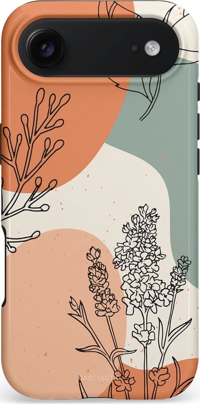Casetastic hoesje geschikt voor Apple iPhone Air - MagSafe - Dubbellaagse bescherming - Lijnenspel Natuur - Fashion Case - Zand Saliegroen Terracotta