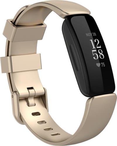 By Qubix - Compatible Fitbit bandje - Geschikt voor Fitbit Inspire 2 & Ace 3 - Sportbandje met gesp - Maat: Small - Champagne goud Smartwatchbandje bandje Armband Polsband Strap Band Watchband