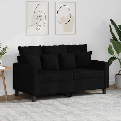 vidaXL - Tweezitsbank - 120 - cm - stof - zwart