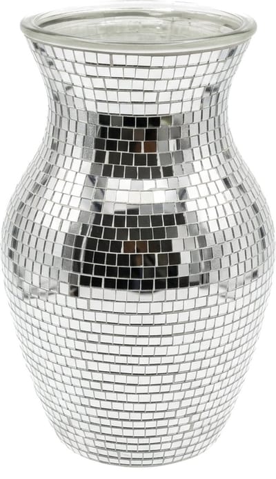 KIMU® Discobal Vaas 20 cm - Bloemenvaas Spiegeltjes Vaasje - Plantenpot Bloempot - Spiegel Vintage Design Glitter Dutch Maximalism Festival