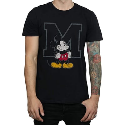 Disney Heren Klassiek M Mickey Mouse Katoenen T-Shirt (Zwart)
