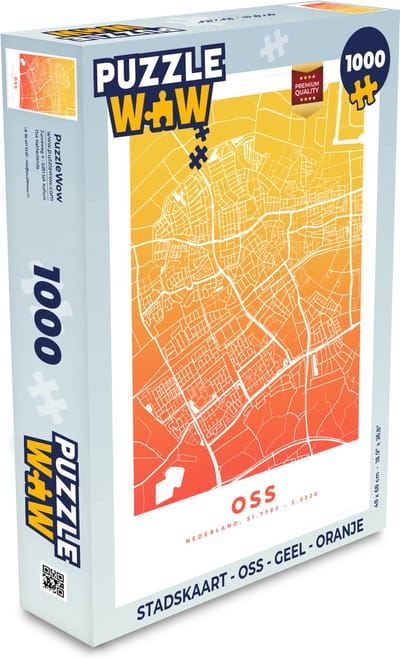 Puzzel Stadskaart - Oss - Geel - Oranje - Legpuzzel - Puzzel 1000 stukjes volwassenen - Plattegrond
