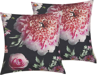 HEDERA - Sierkussen set van 2 - Zwart - 45 x 45 cm - Polyester
