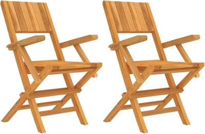 Houten Tuinstoelen - Klapstoelen Buiten - Buiten Dineren - Massief Teakhout - 55x61x90 cm - Natuurlijk