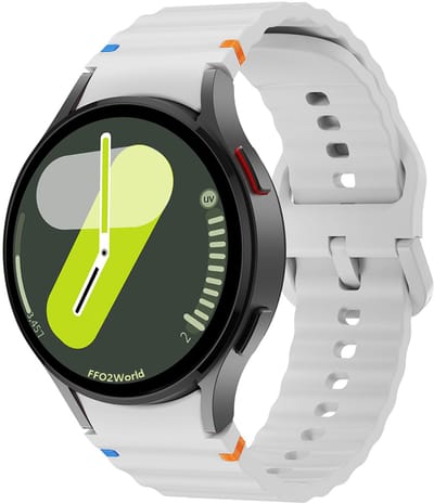 Stravo Samsung Galaxy Watch Bandje – Siliconen Wave Sportbandje – Geschikt voor Galaxy Watch 7 (40/44mm) / 6 (Classic) / 5 (Pro) / 4 (Classic) – 20mm Horlogeband – Grijs