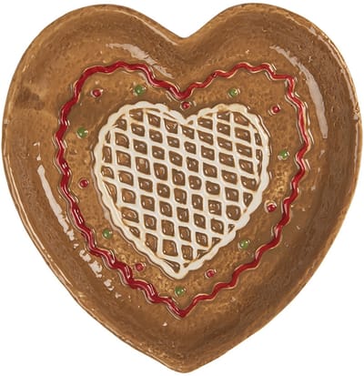 Clayre & Eef Ontbijtbord Hart 17x17x3 cm Bruin Keramiek