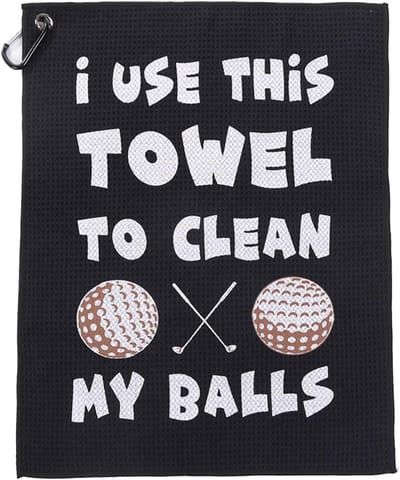 Stripe grappige golfhanddoek Clean My Balls, golf accessoires grappig