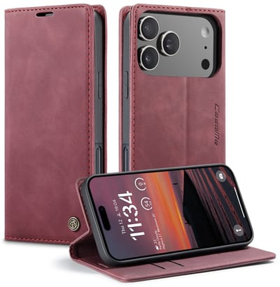 CaseMe Hoesje - Geschikt voor iPhone 17 Pro Max Hoesje - CaseMe 013 Book Case - Bordeaux