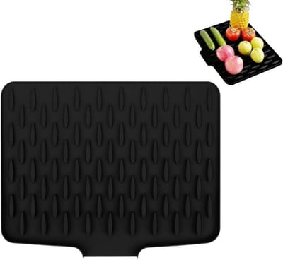1 stuk - afdruipmat - sneldrogende keukenmat - antislip-mat voor de gootsteen - siliconen mat voor de keuken - voor aanrechtbladen en gootsteen - zwart - 40×32cm