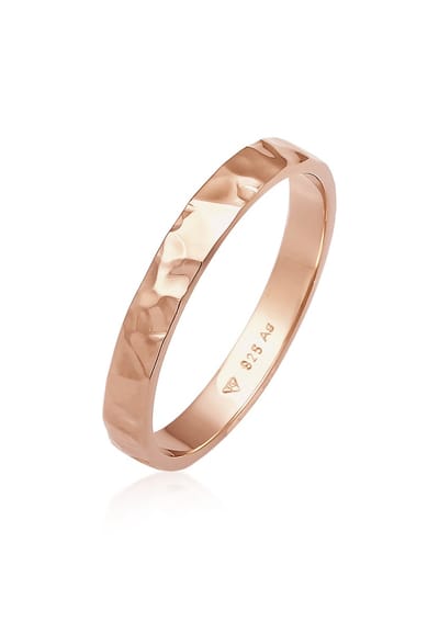 Elli - Ring - Dames band basis fijn gehamerd trend in 925 sterling zilver - Dames