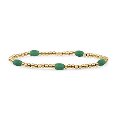 Sparkling Jewels Armband | Green Onyx 3mm Reverse Edge Mix gold plated - SB-G-3MM-BAR-G53