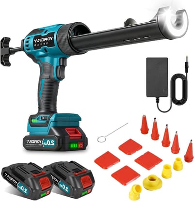 Draadloze Siliconen Kitpistool met 600kg Kracht, 6 Snelheden en LED Lamp, Inclusief 2 Batterijen en 13 Accessoires voor Bouwprojecten Thuis