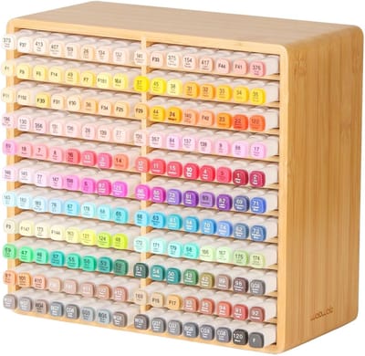 Alcohol Markers - Marker-Organizer - Bambus - Ruimte voor 176 Markers - Stabiele Constructie - Voor Kunstenaars
