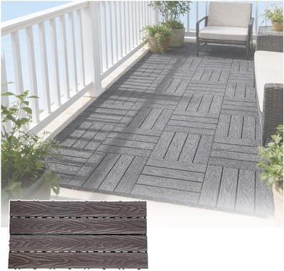 Dektegels Houtcomposiet - Vloerpanelen Buiten - Terras Aankleden - In elkaar grijpend Systeem - 30x60cm - Grijs