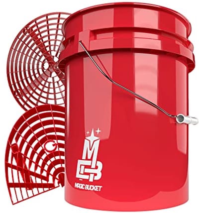 Rode emmer set 19 liter met GritGuard en wasbord - ideaal voor schoonmaken