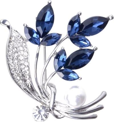 N3 Collecties Blauwe kristal strass bloem broche voor vrouwen meisjes