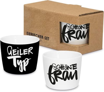 Set van 2 Luxe Eierdopjes in Geschenkverpakking - Grappige Tekst