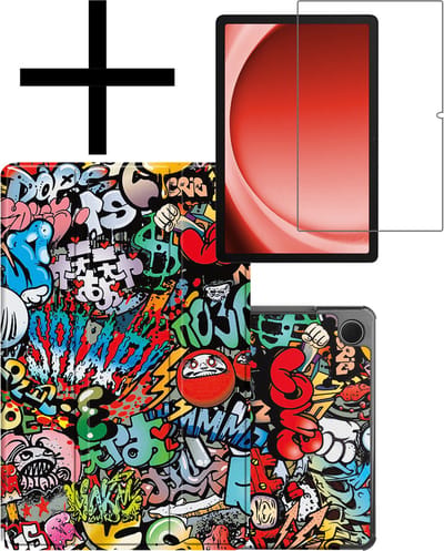 Hoes - Geschikt voor Samsung Galaxy Tab A9 - Met Screenprotector - Trifold Bookcase - Hard Cover - Hardcover Book Case - Tablet Hoesje - Graffity