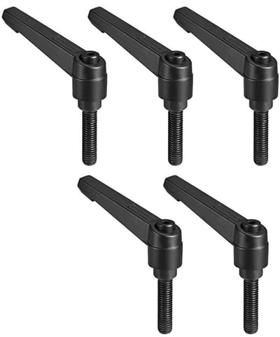 Dailygoods- Klemhendels 5 stuks - Verstelbaar - Snelspanner met drukknop - Aluminiumlegering - Buitendraad - Voor machines en apparatuur - Schroefknoppen