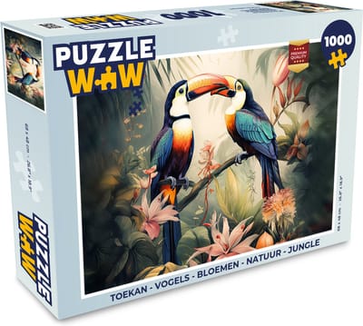 Puzzel Toekan - Vogels - Bloemen - Natuur - Jungle - Legpuzzel - Puzzel 1000 stukjes volwassenen
