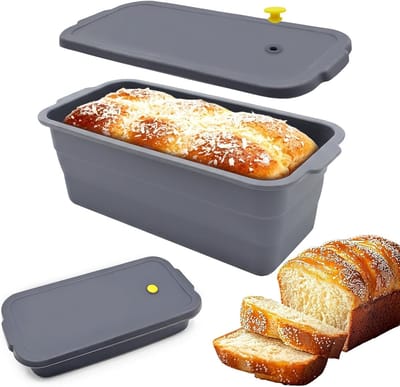Vouwbare broodbakvorm met deksel, silicone bakvormen, praktische handgrepen, 32 x 14.5 x 11.5 cm, anti-aanbak en herbruikbaar voor heerlijke cakes en toastbrood