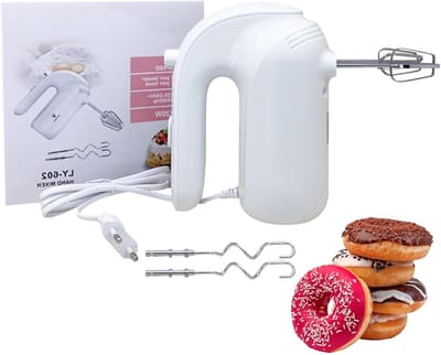 Elektrische handmixer - Keukenmachine - Bakken en mixen - 5 snelheden - 120 Watt - Wit