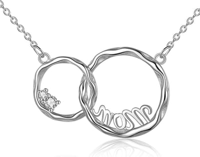 Interlocking Dubbele Cirkels Ketting van 925 Sterling Zilver voor Moeder, Verjaardagscadeau en Moederdag Sieraad voor Moeder en Dochter