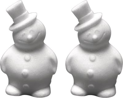 Rayher Hobby Hobby sneeuwpop - 2x stuks - piepschuim - 17 cm - styropor - 3D - sneeuwman figuur