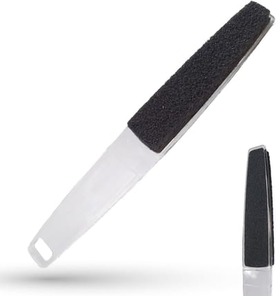 Voetvijl Dubbelzijdig - Puimsteen Schuurvlak - Voeten Verzorgen - Ergonomisch Handvat - 13.9 x 3.4 cm - Transparant Zwart