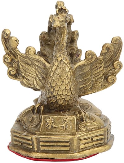 Dailygoods- Beeldje Gouden Phoenix - Messing Standbeeld - Feng Shui Ornament - Decoratie voor Thuis - Geluk en Rijkdom - 5,8cm Hoogte