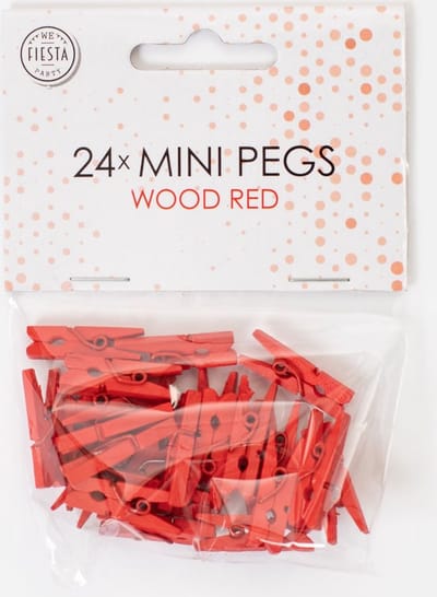 24 Mini houten knijpers Rood - Feest Thema Polaroid Foto Ophangen Klein Knijper