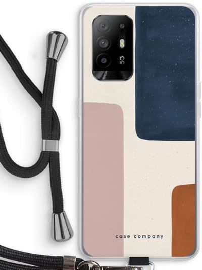 Case Company® - Hoesje met koord geschikt voor Oppo A94 5G hoesje met Koord - Geo #5 - Telefoonhoesje met Zwart Koord - Bescherming aan alle Kanten en Over de Schermrand