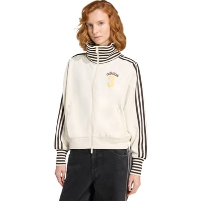 Adidas Vintage Bb Tt Striped Rib Track Top Jassen Dames - Wit - Maat L (42-44) - Katoen Jersey