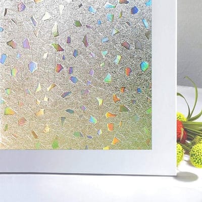 QTTVBTNA Raamfolie met Regenboogeffect – Set van 2 (45×100 cm per stuk) – Statische Raamsticker Zonder Lijm – Lichtdoorlatend maar Niet Transparant – Privacy & Decoratieve Glasfolie