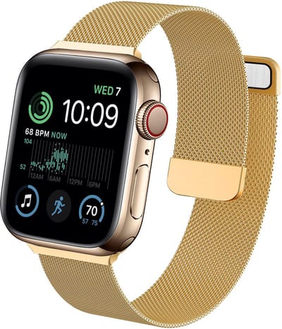 Bandje geschikt voor Apple Watch 41 mm / 40 mm Series 8 / SE 2022 - Goud Milanese Band