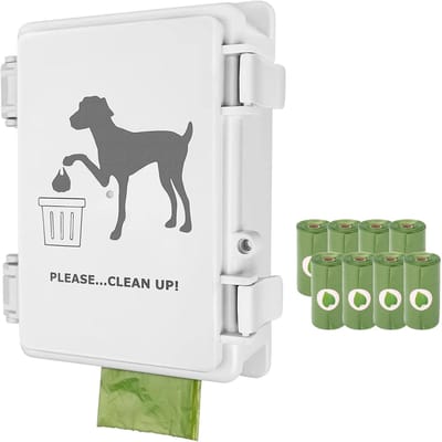 Hondenpoepzak Dispenser - Afvalstation Hond - Buiten Opruimen - Weerbestendig Ontwerp - Wit