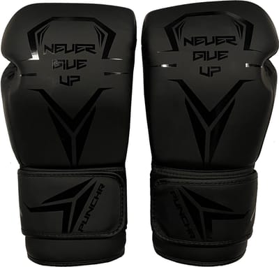 PunchR™ Never Give Up Bokshandschoenen Zwart op Zwart