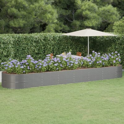 vidaXL - Plantenbak - 584x140x68 - cm - gepoedercoat - staal - grijs