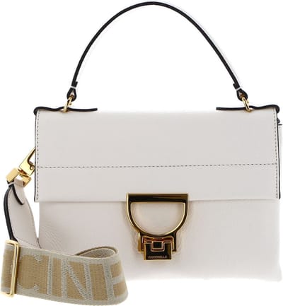 COCCINELLE Leren Handtas Schoudertas Arlettis Signature Handbag Grained Leather Coconut Milk Crème