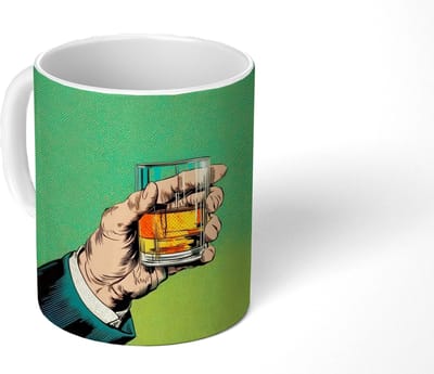 Mok - Koffiemok - Whisky - Glas - Hand - Groen - Mokken - 350 ML - Beker - Koffiemokken - Theemok