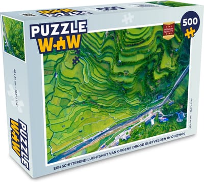 Puzzel Een schitterend luchtshot van groene droge rijstvelden in Guizhou - Legpuzzel - Puzzel 500 stukjes