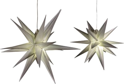 Verlichte 3D kerststerren - set 2x st - zilver - 35 en 60 cm - kunststof